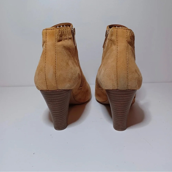 Vince Camuto Brown Suede Heeled Leather Zip Ankle Booties Size W 11M (148 Box 18 - Picture 9 of 11